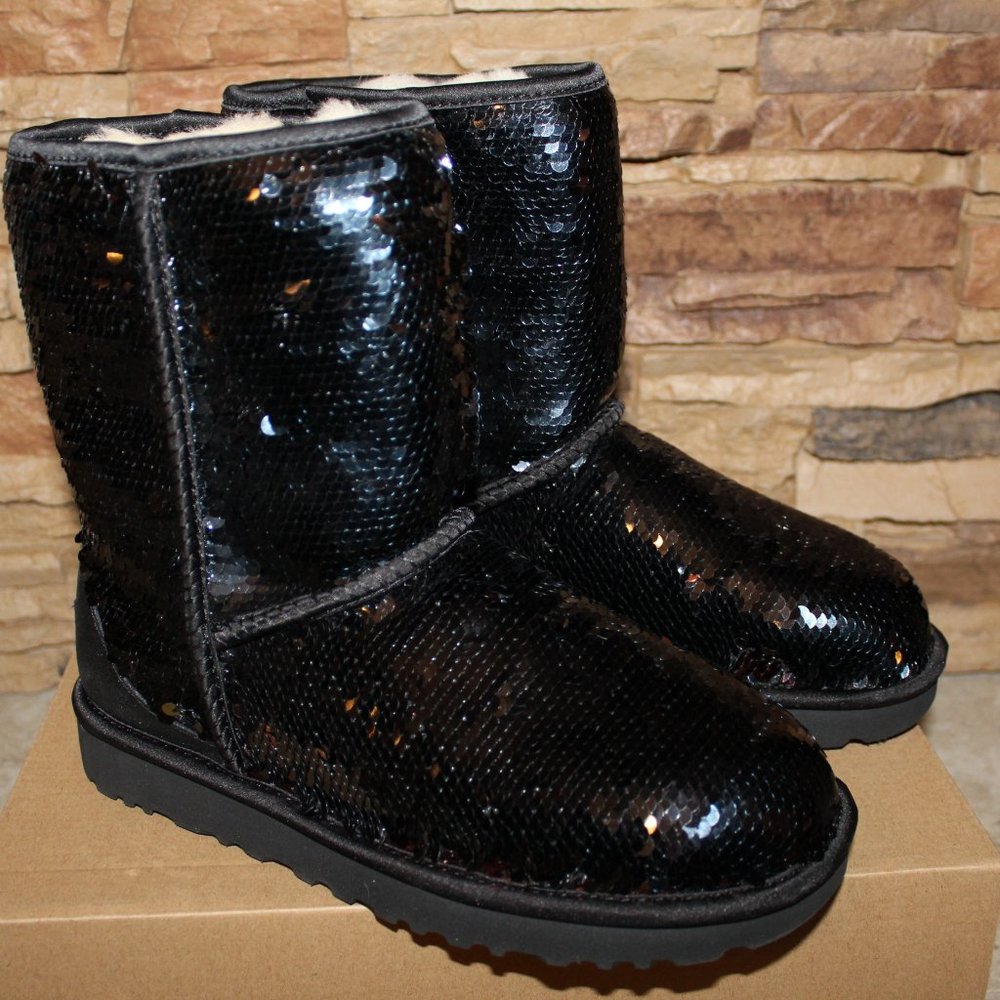 UGG Australia Black Sequin Sparkle Boots - Picture 4 of 10
